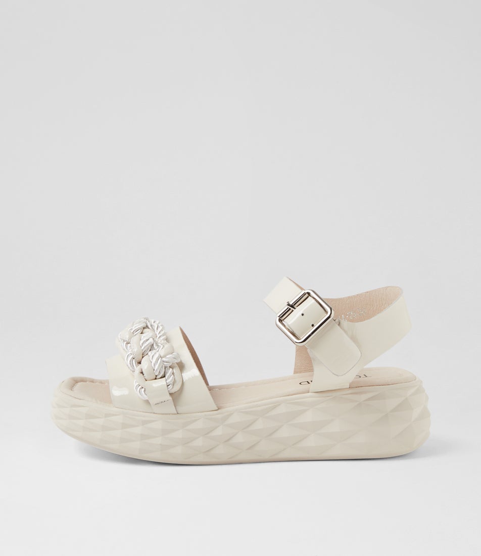 Rulia Ivory Patent Leather Sandals