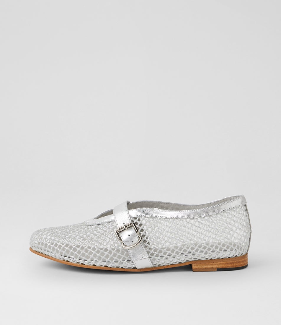 Walaia Silver Mesh Leather Ballet Flats Walaia Silver Mesh Leather Ballet Flats