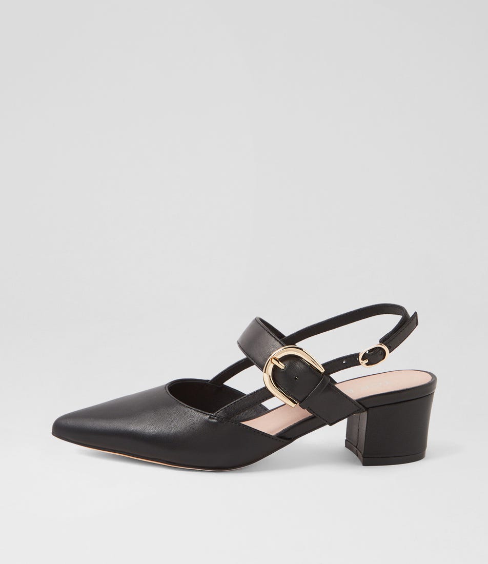Asten Black Leather Pump Heels