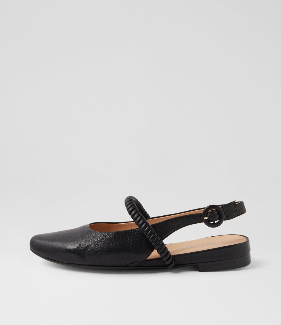 Finnish Black Leather Flat Shoes