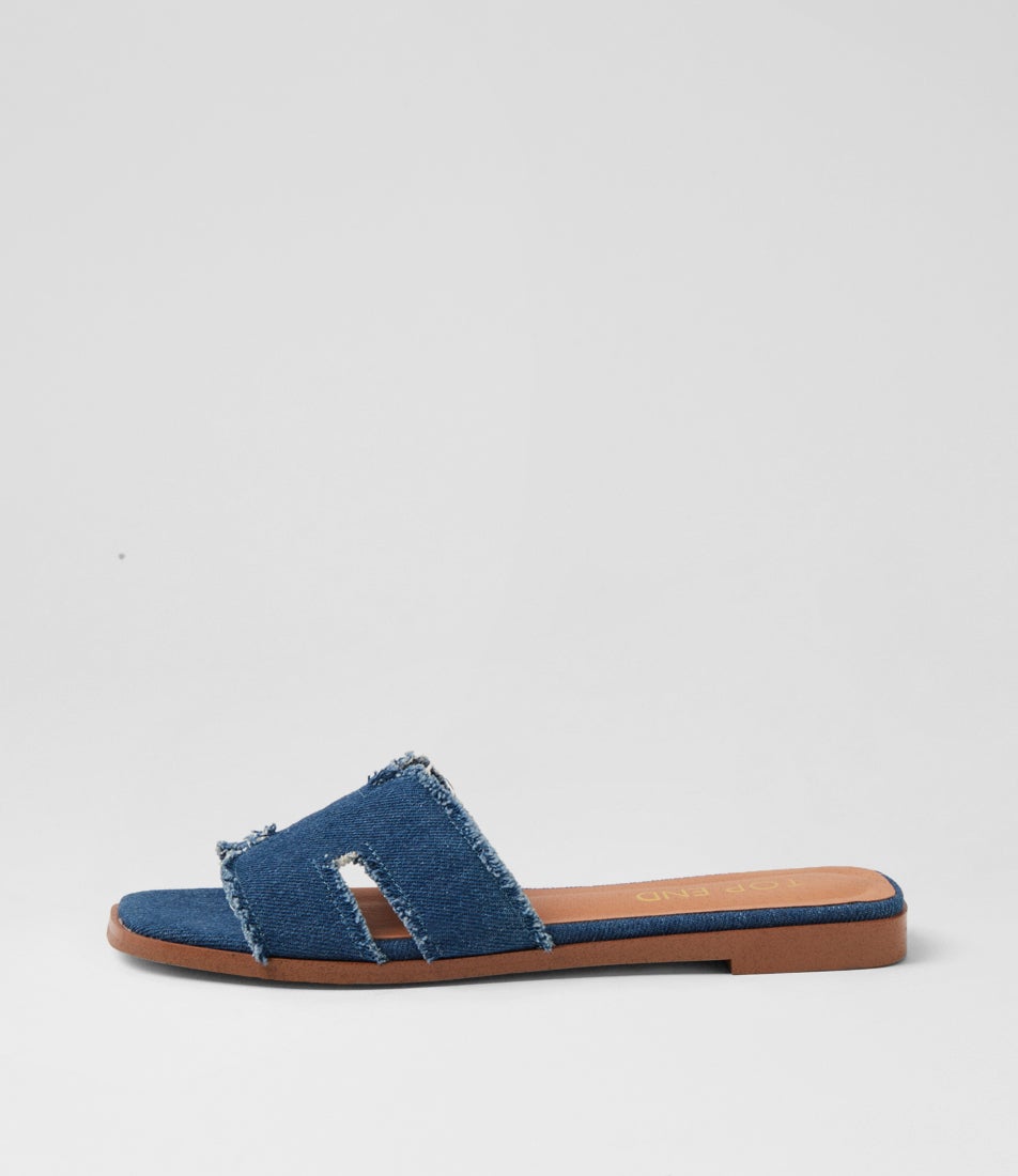 Lennox Dark Denim Fabric Slides
