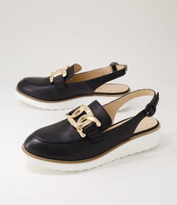 OZTEN TO BLACK WHITE SOLE TUMBLE LEATHER