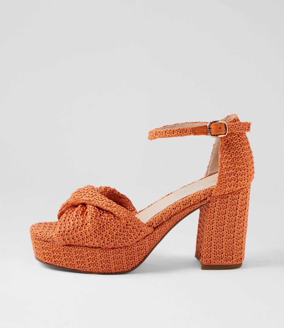 Voday Orange Synthetic Raffia Sandals Voday Orange Synthetic Raffia Sandals