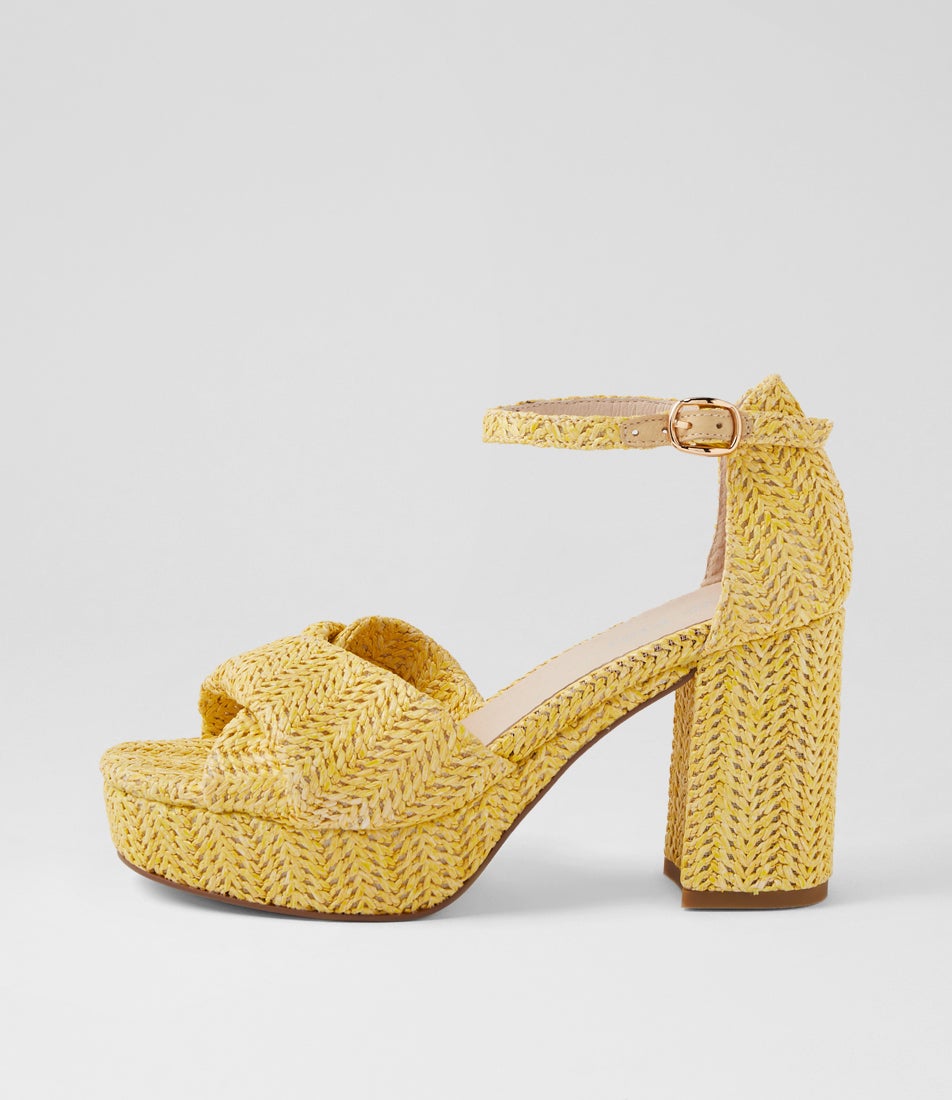 Voday Yellow Synthetic Raffia Sandals