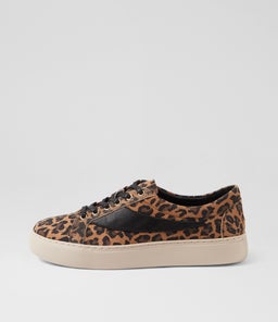 DOWENS TO CAMEL LEOPARD BLACK SUEDE LEATHER