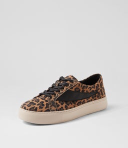 DOWENS TO CAMEL LEOPARD BLACK SUEDE LEATHER