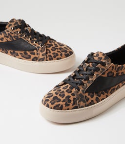 DOWENS TO CAMEL LEOPARD BLACK SUEDE LEATHER