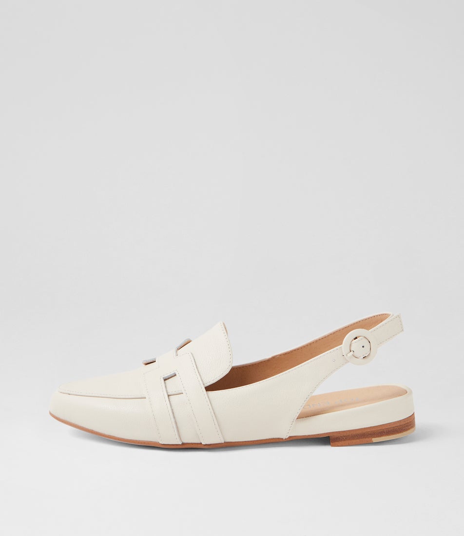 Falti Ivory Leather Flat Shoes