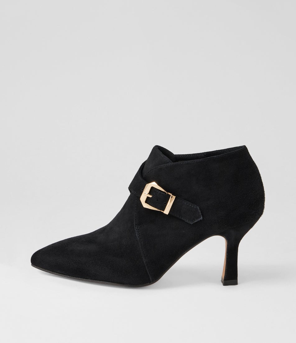 Linny Black Suede Ankle Boots