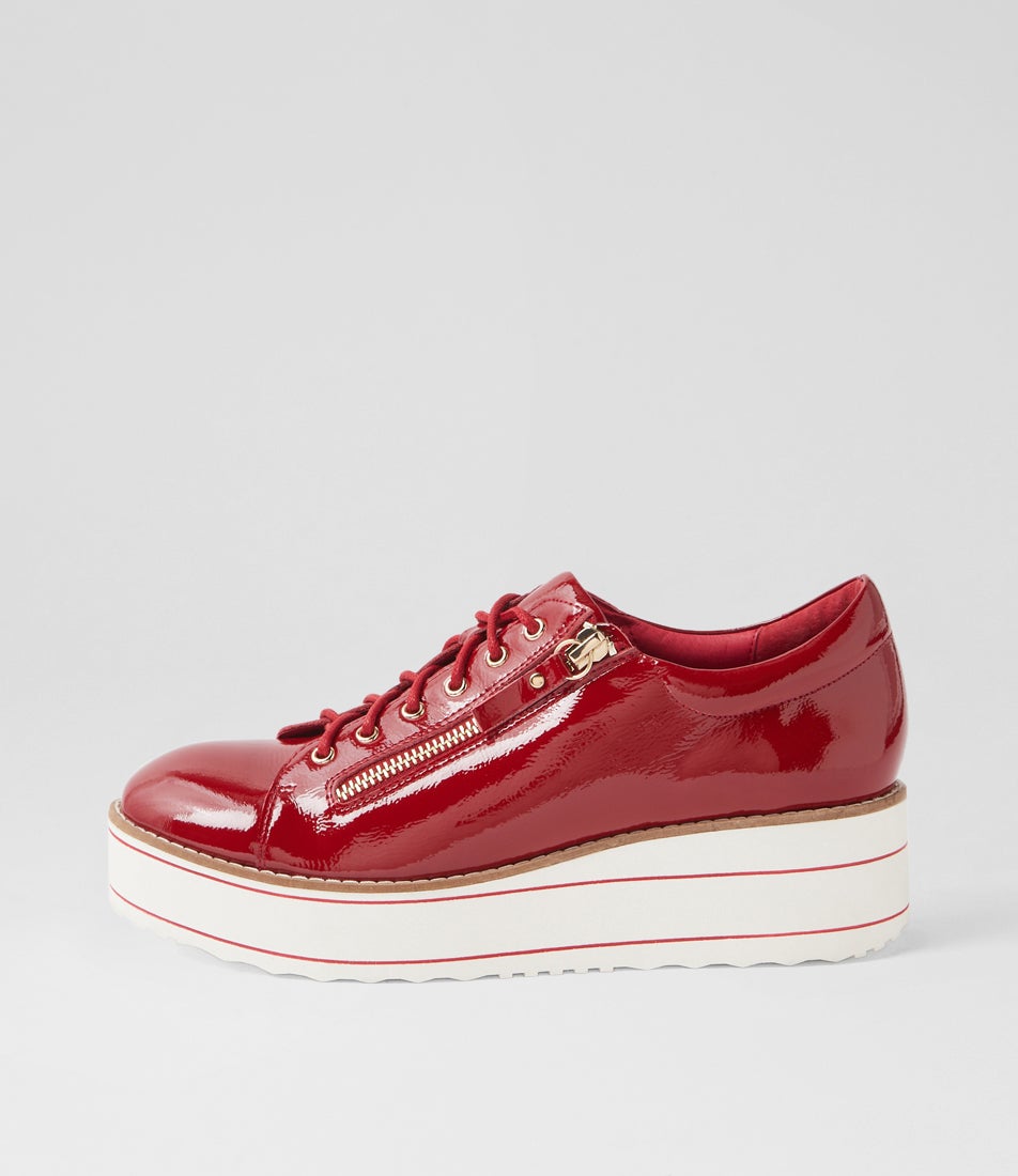 Nabie Dark Red White Patent Leather Sneakers Nabie Dark Red White Patent Leather Sneakers