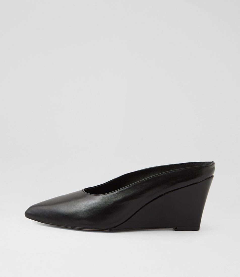 Catcha Black Leather Wedges Catcha Black Leather Wedges