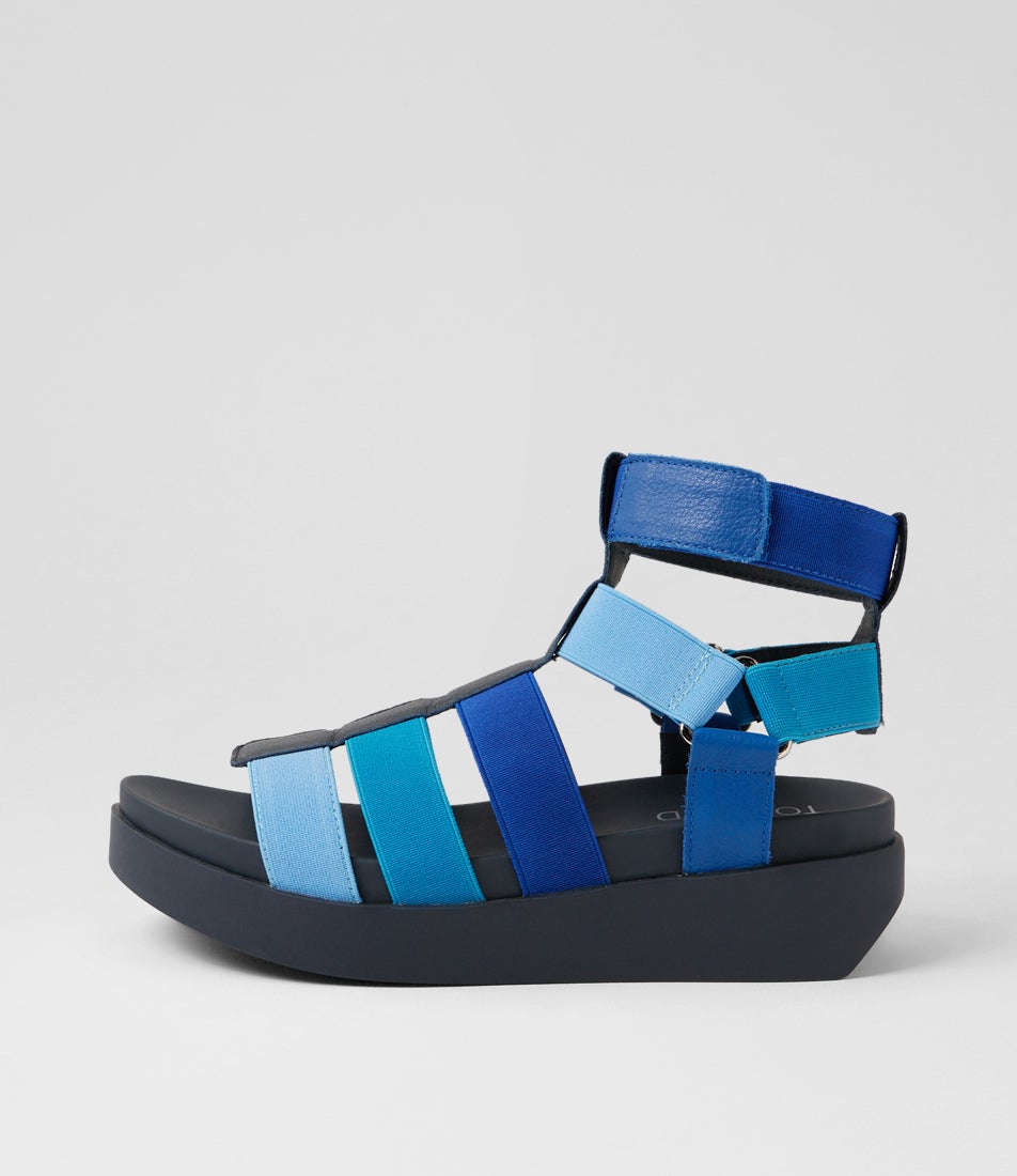 Dacie Blue Mix Elastic Leather Sandals Dacie Blue Mix Elastic Leather Sandals