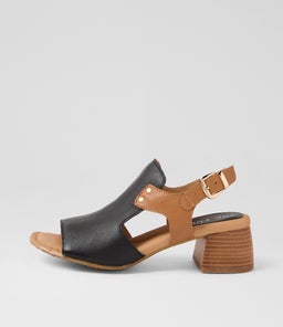 Franko Black Dark Tan Leather Sandals Franko Black Dark Tan Leather Sandals