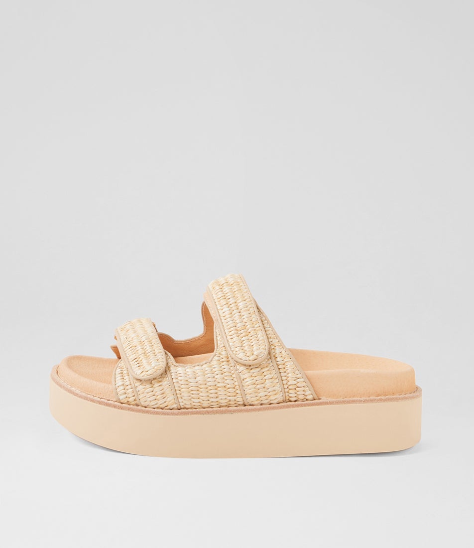 Gerada Natural Synthetic Raffia Slides