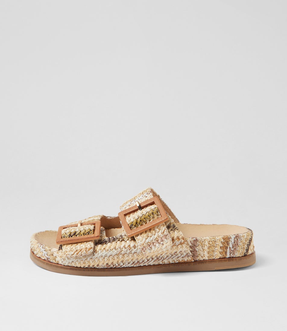 Ixey Natural Multi Fabric Slides