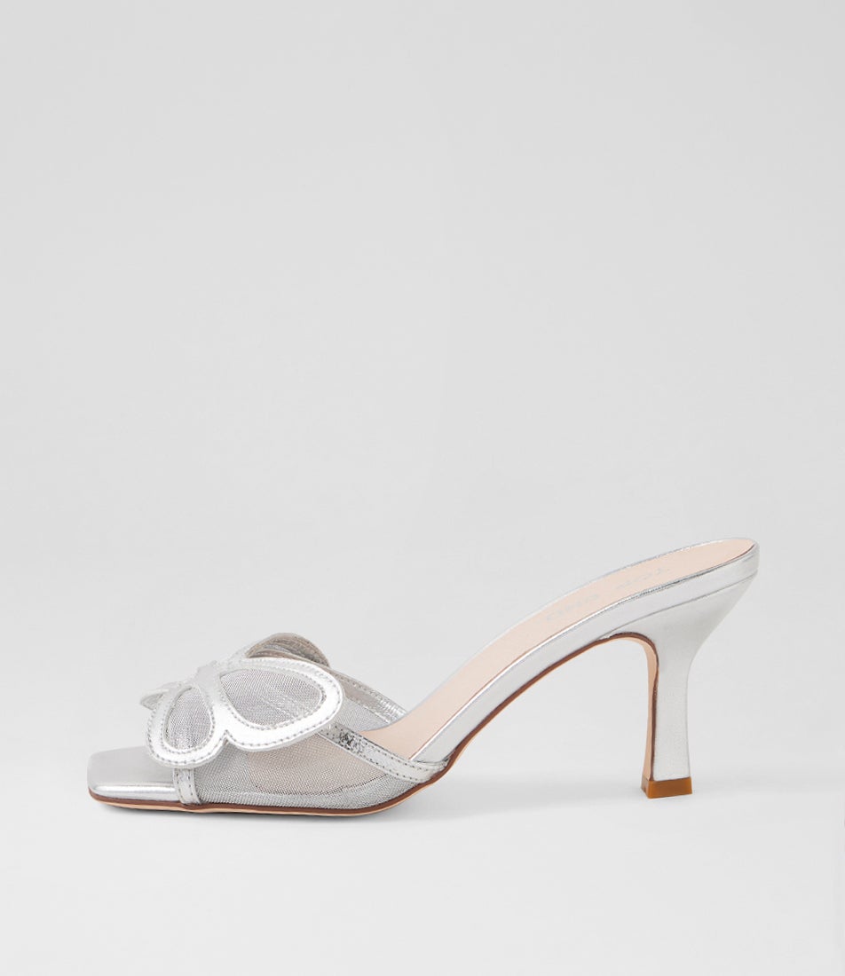 Loticia Silver Leather Mesh Sandals