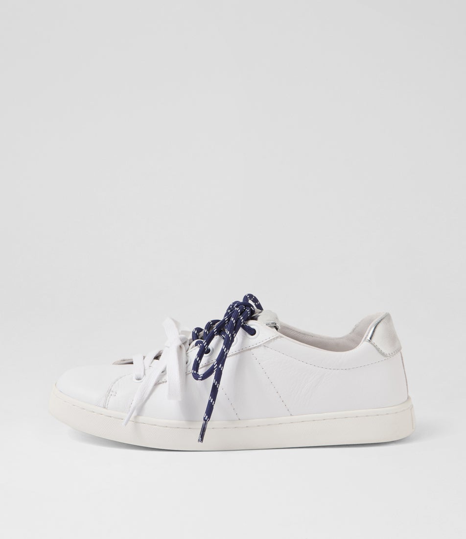 Nelsy White Silver Leather Sneakers Nelsy White Silver Leather Sneakers