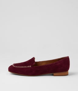 Pansha Burgundy Natural Suede Loafers Pansha Burgundy Natural Suede Loafers