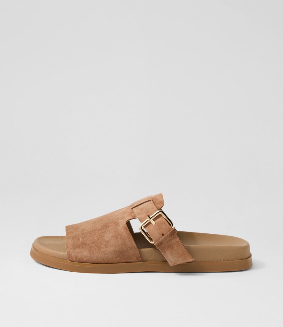 Raimo Light Choc Suede Slides