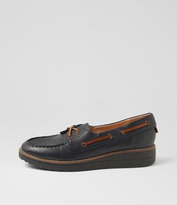 Okies Navy Drambuie Leather Boat Shoes Okies Navy Drambuie Leather Boat Shoes