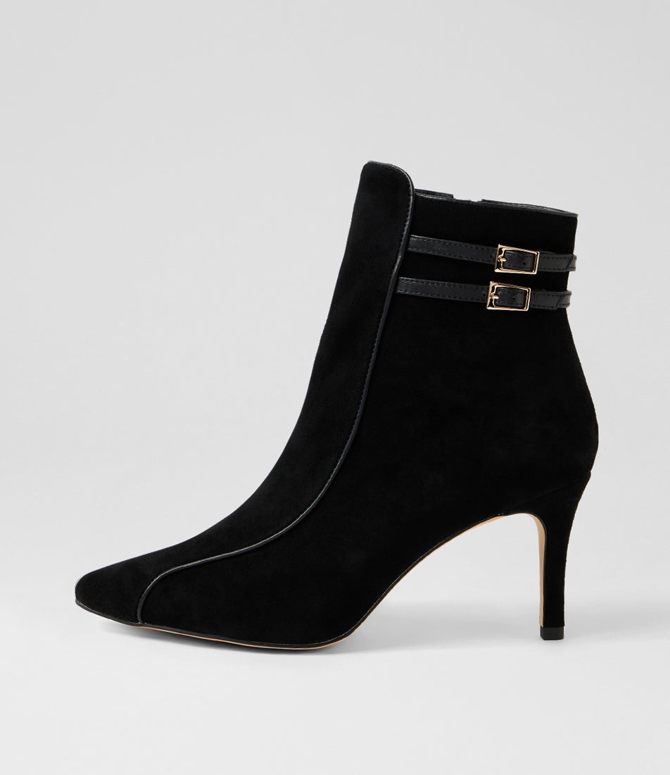 Brinna Black Suede Ankle Boots