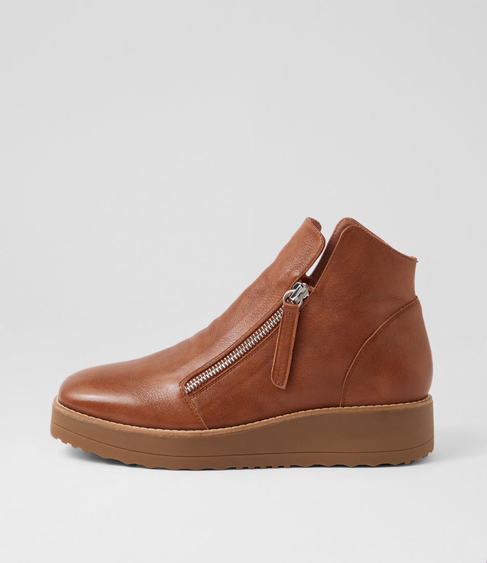 Dosta Whiskey Light Choc Leather Ankle Boots