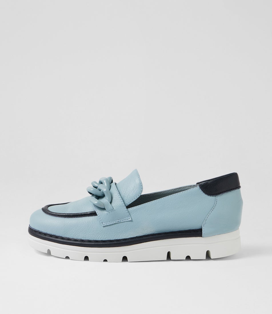 Enna Denim Navy Leather Loafers Enna Denim Navy Leather Loafers