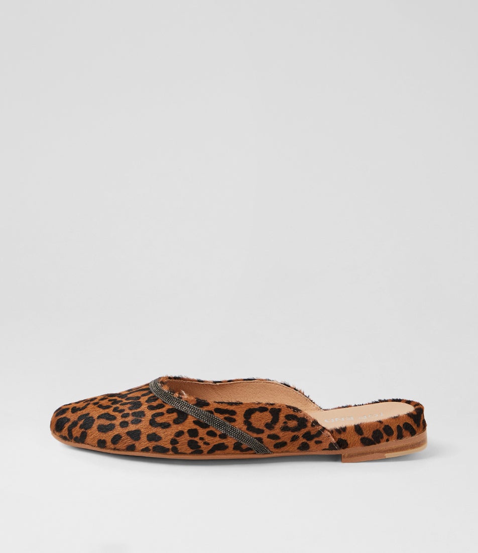 Flamess Mid Tan Leopard Leather Flats Flamess Mid Tan Leopard Leather Flats
