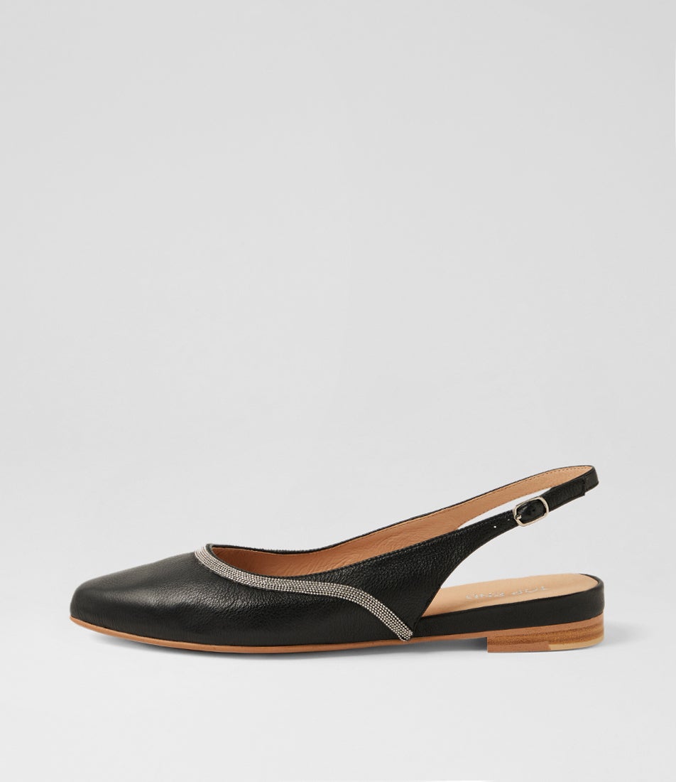 Follini Black Leather Flat Shoes