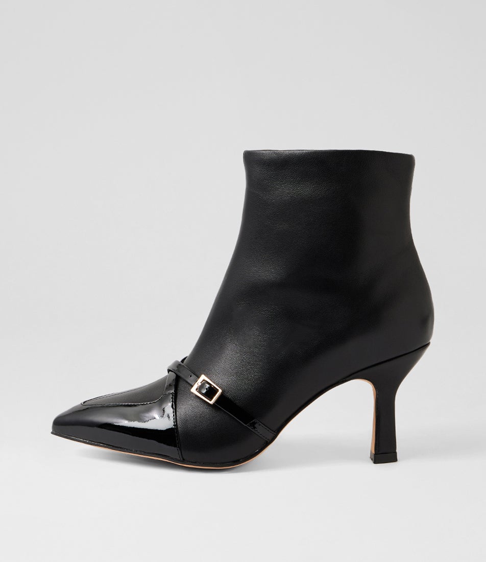Lasmin Black Patent Leather Ankle Boots