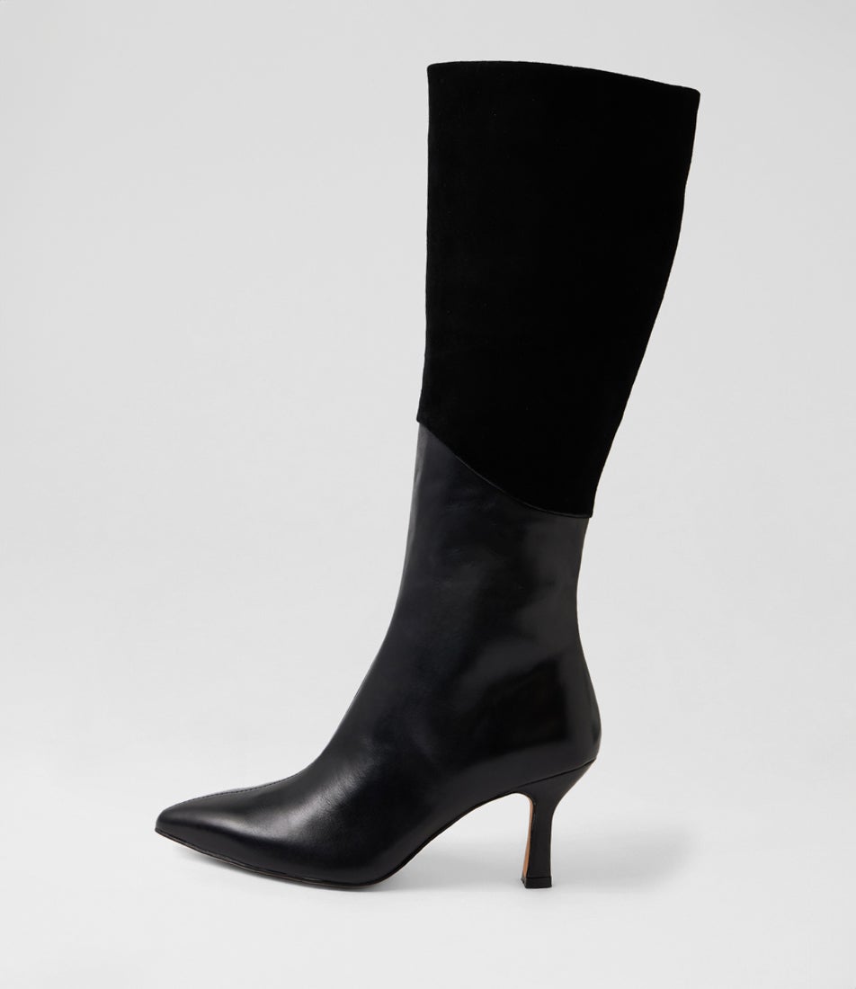 Liera Black Leather Knee High Boots