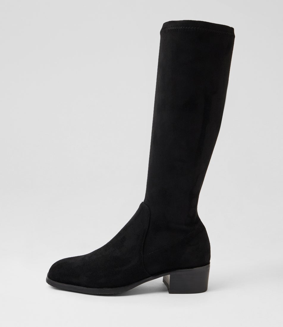Oquail Black Microsuede Knee High Boots Oquail Black Microsuede Knee High Boots