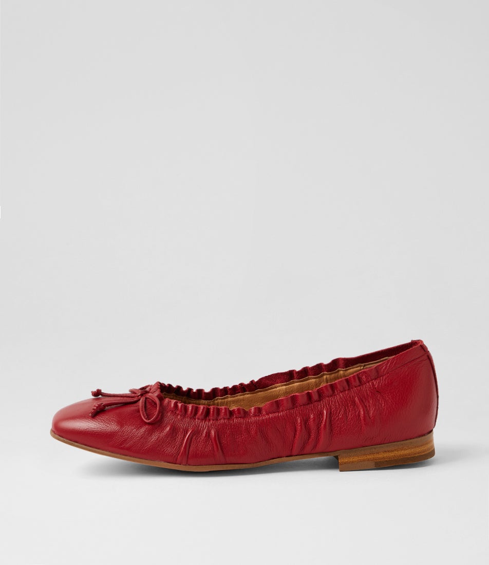 Peppies Dark Red Leather Ballet Flats
