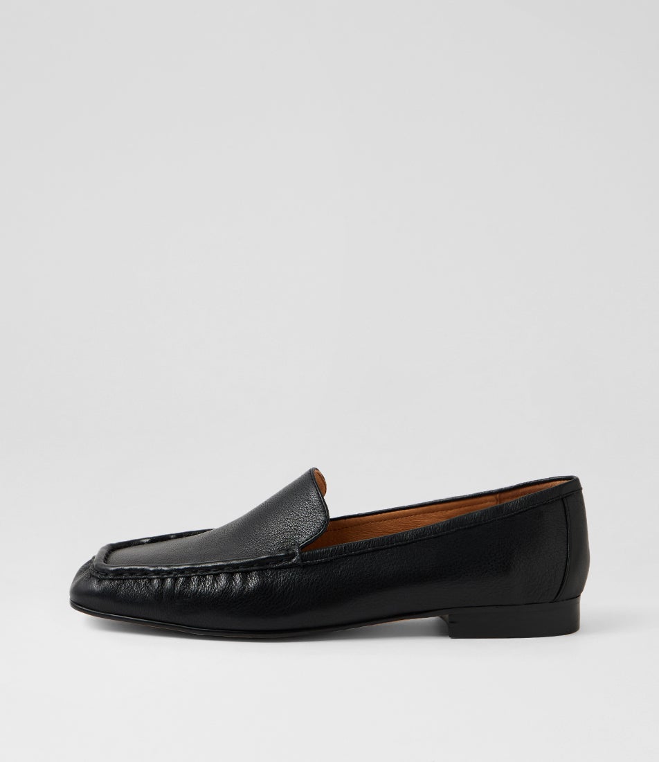 Polki Black Leather Loafers