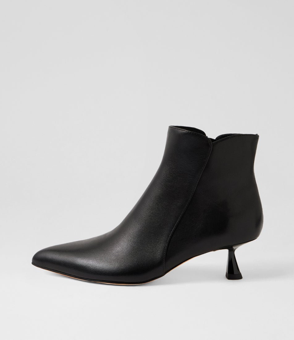 Varba Black Leather Ankle Boots