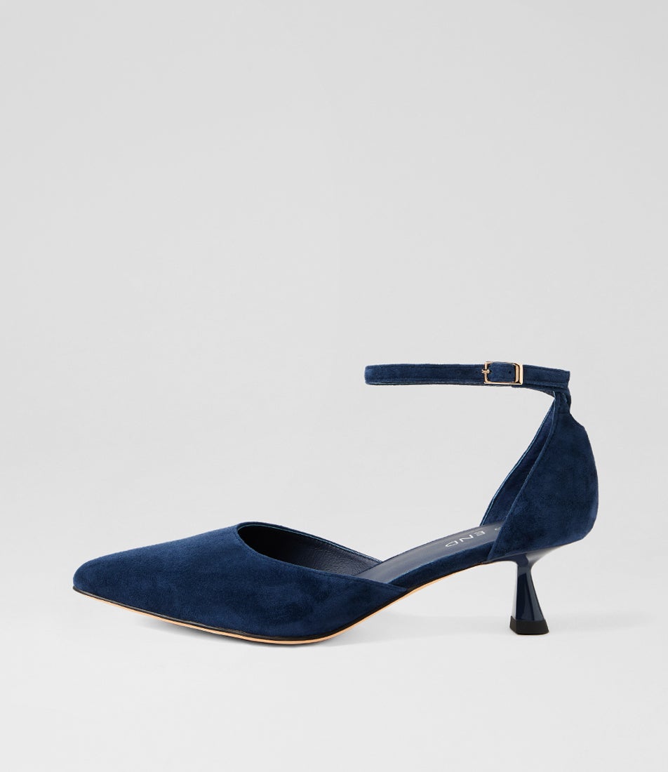 Vostly Navy Suede Heels