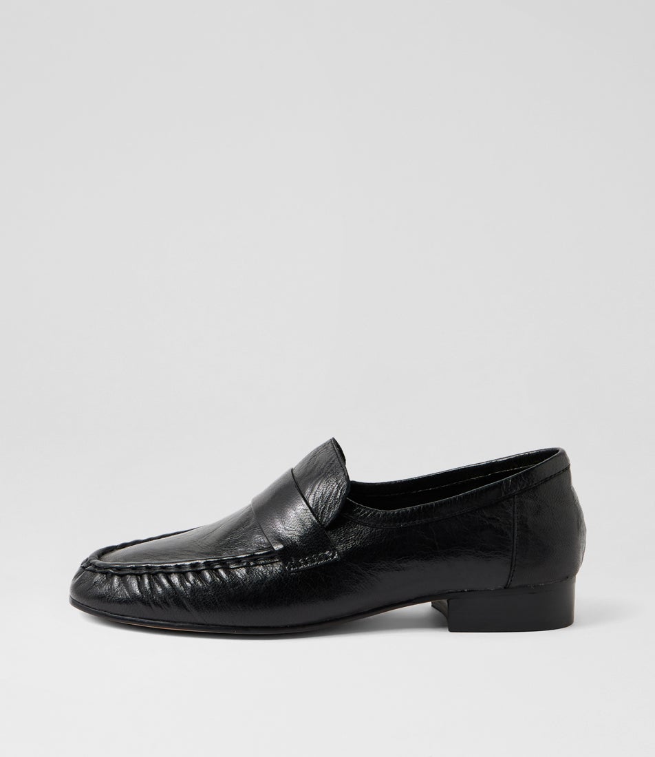 Wissue Black Polish Leather Loafers