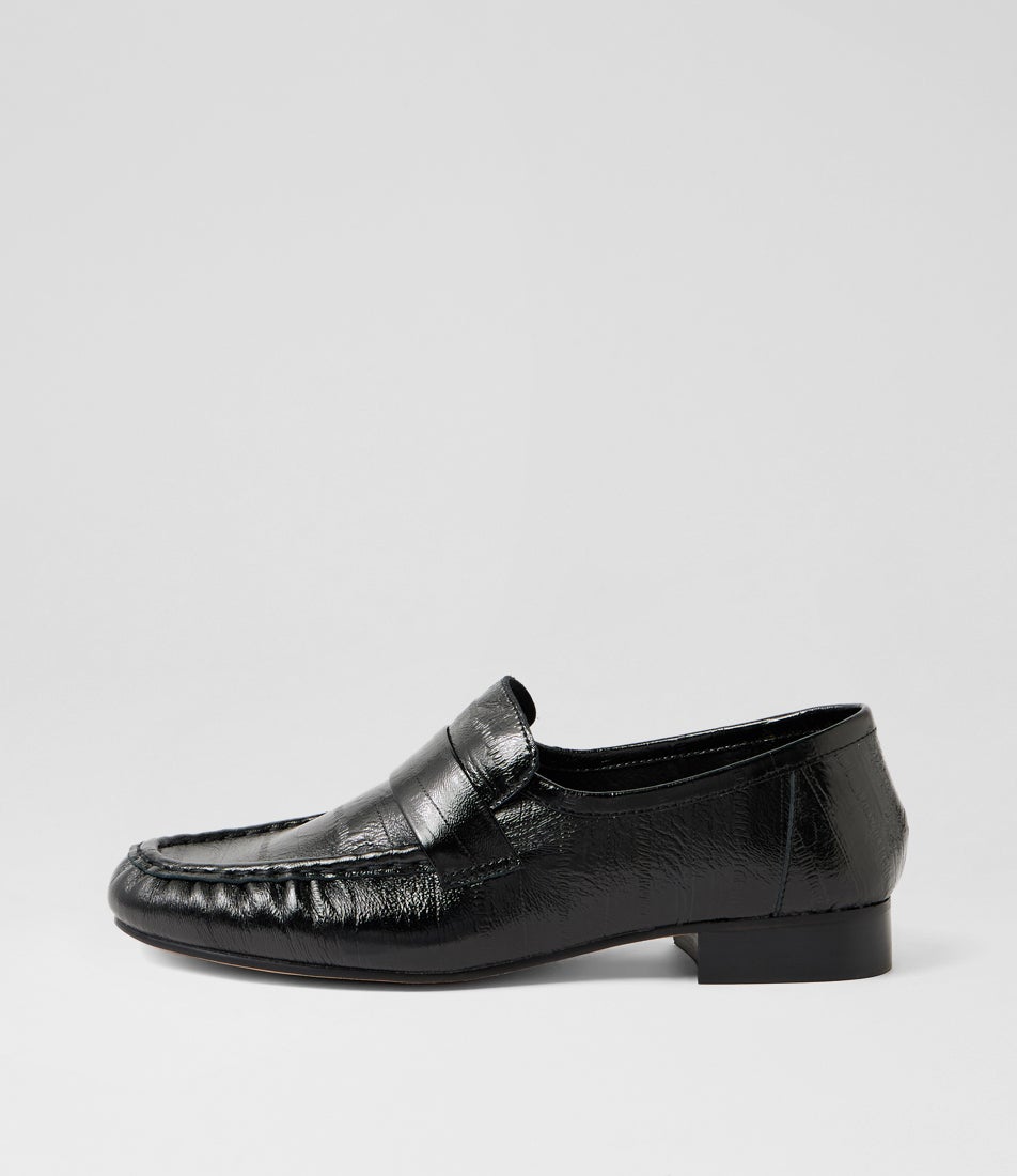 Wissue Black Eel Leather Loafers