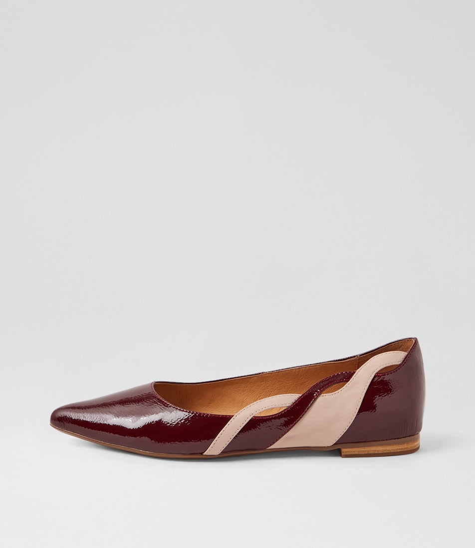 Yesica Wine Nude Patent Leather Ballet Flats