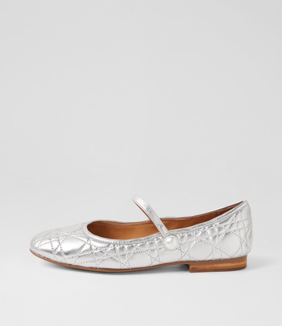 Morli Silver Leather Flat Shoes