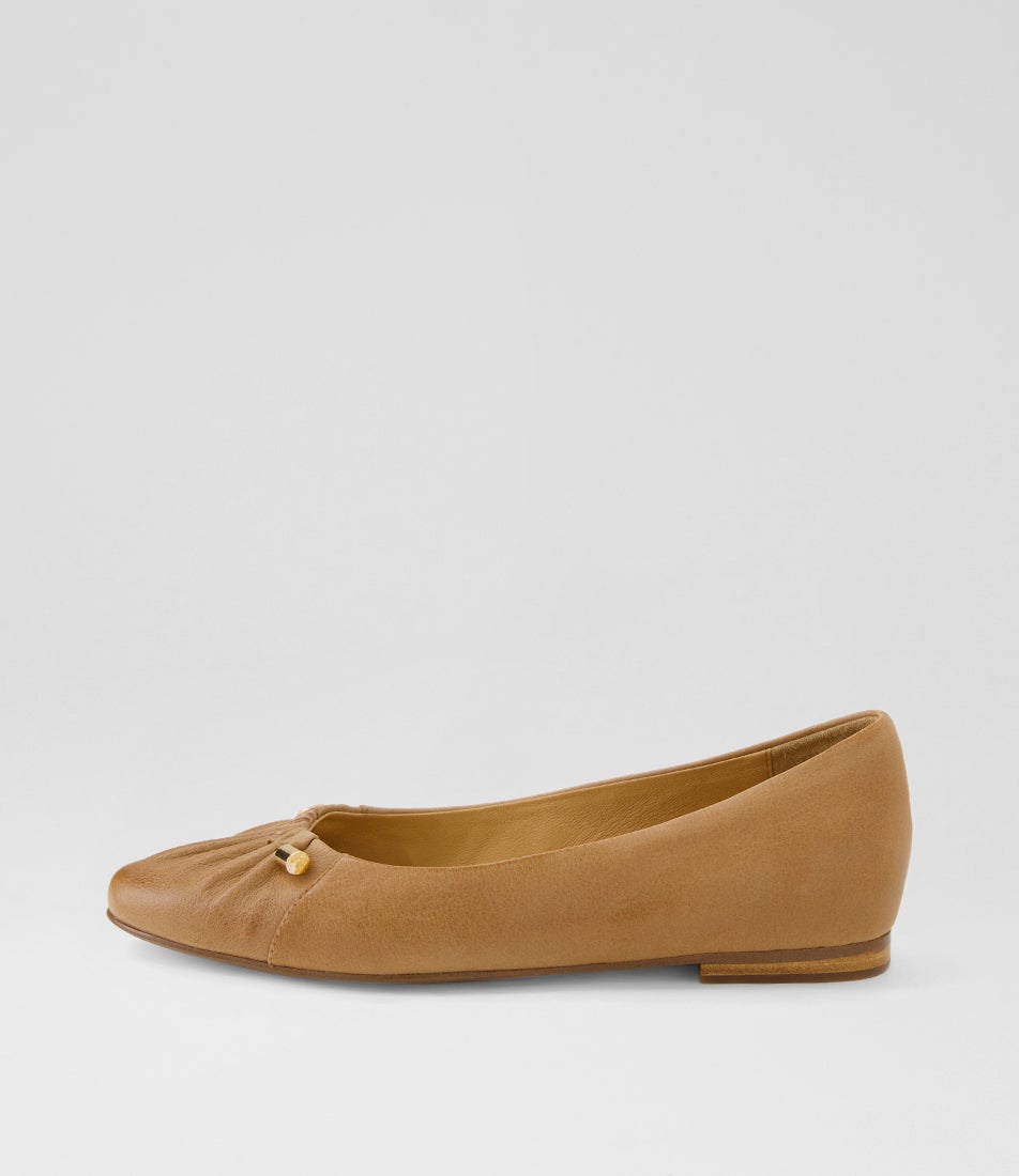 Sabbrina Cognac Leather Flat Shoes