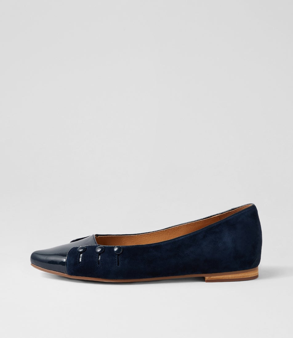 Siffa Navy Patent Suede Flat Shoes Siffa Navy Patent Suede Flat Shoes