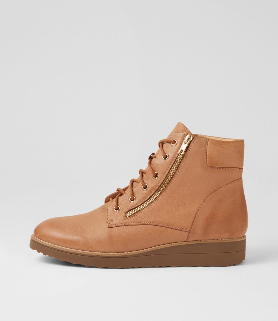 Ollege Dark Tan Light Choc Leather Ankle Boots