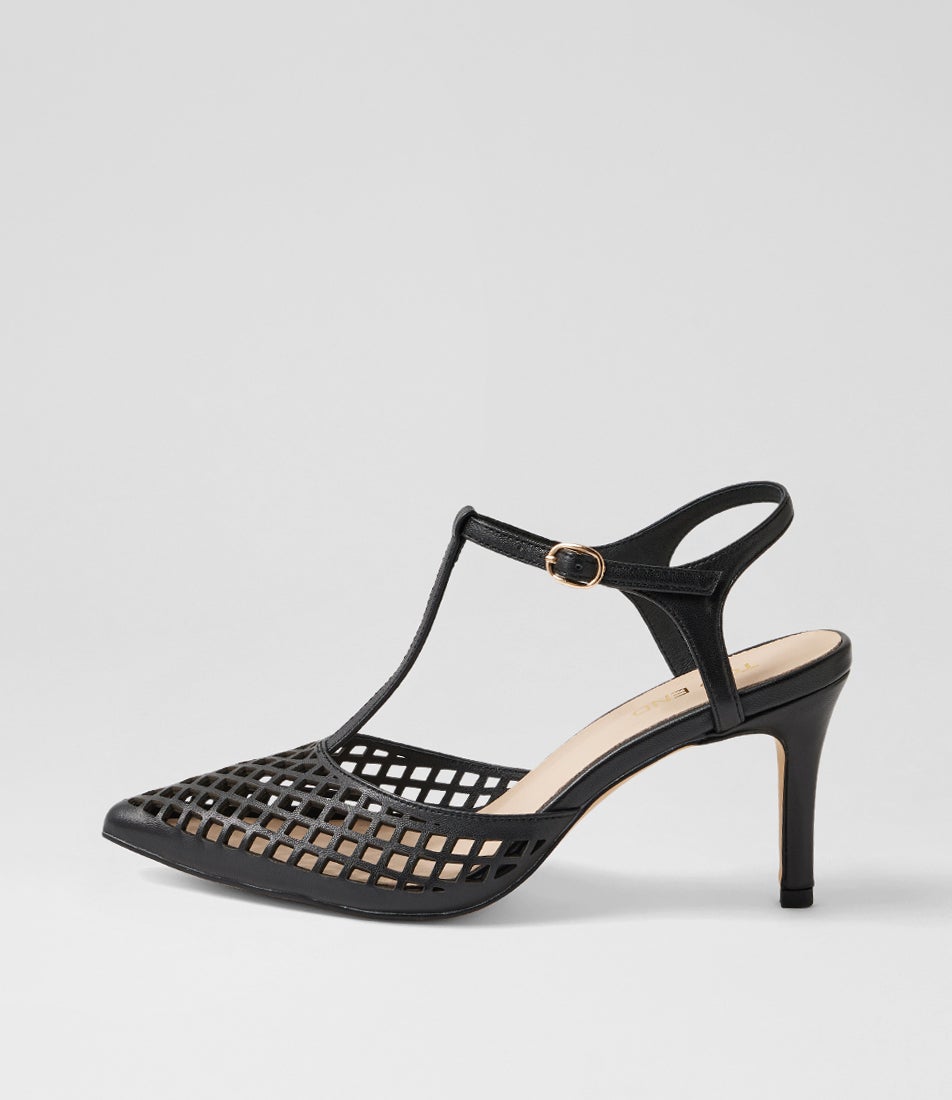 Brenn Black Leather Heels