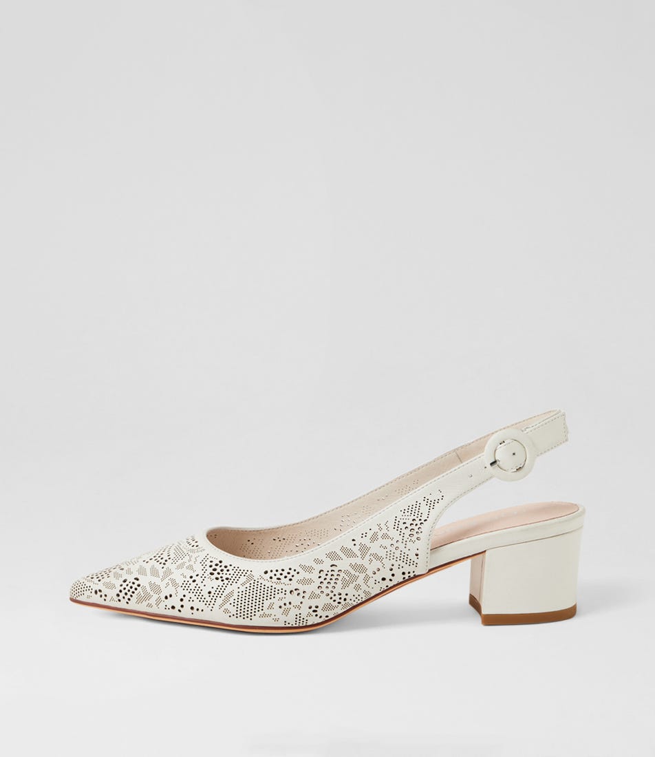 Aelin White Leather Heels