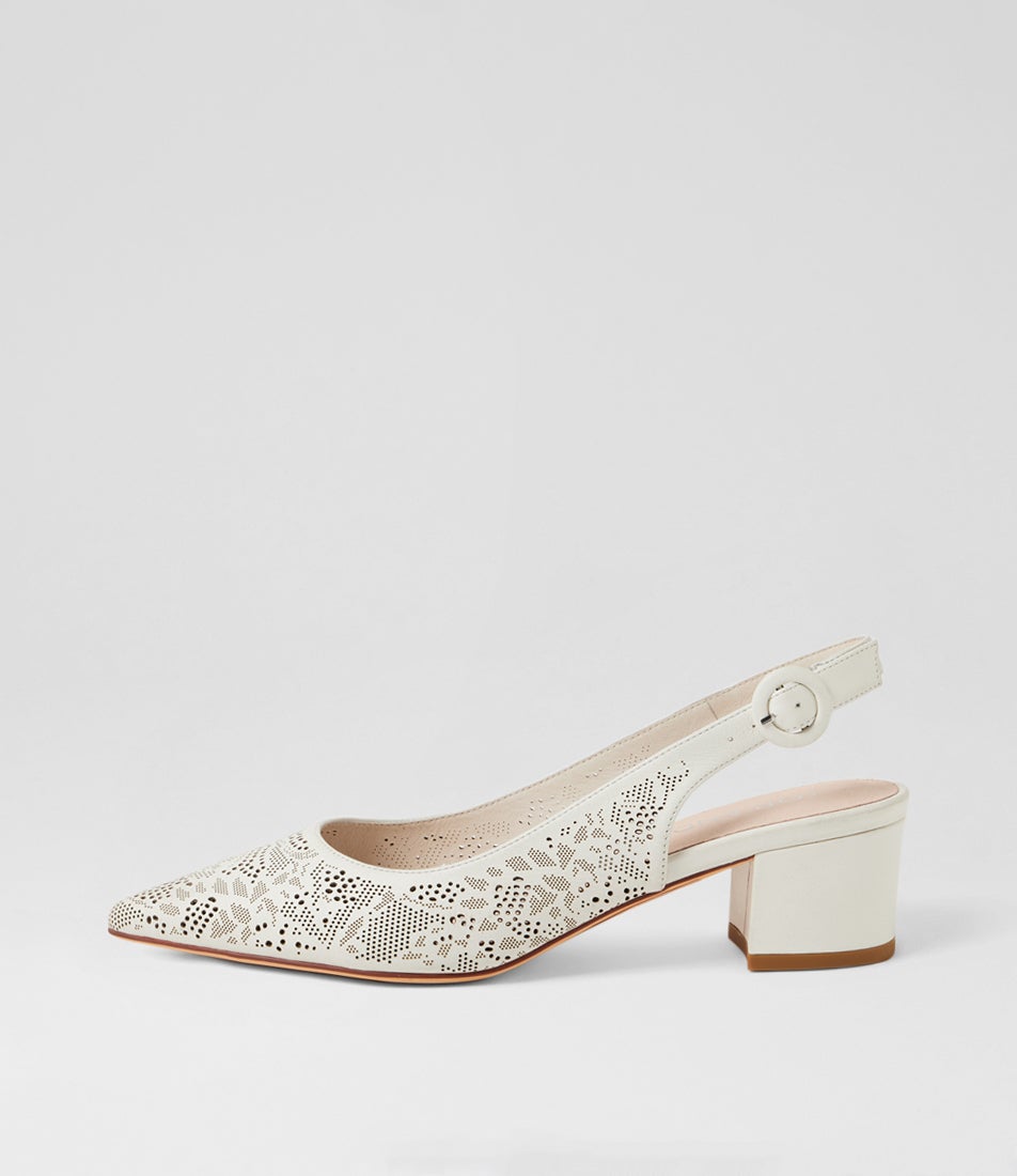 Aelin White Leather Slingback Heels Aelin White Leather Slingback Heels