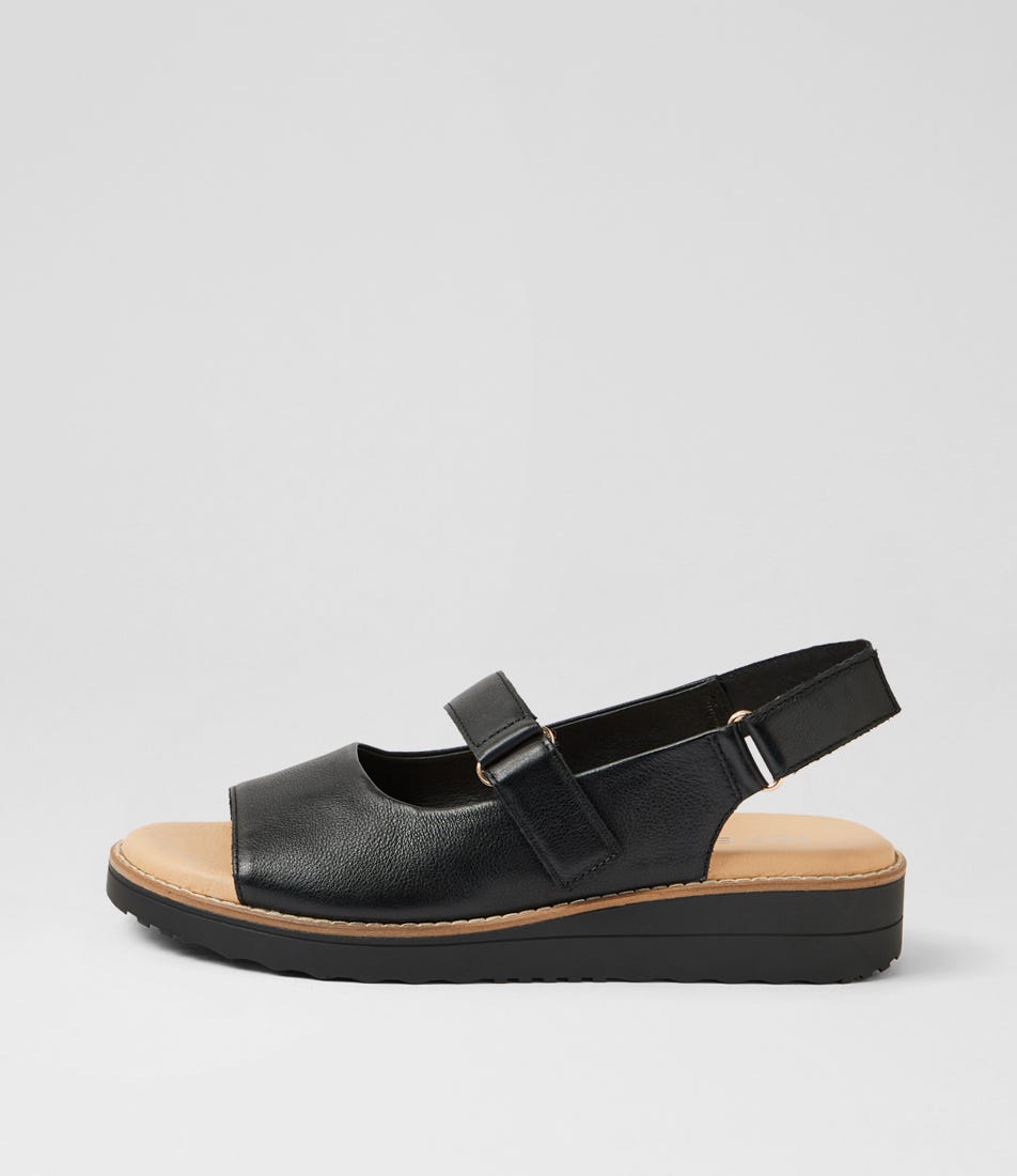 Heeka Black Leather Sandals