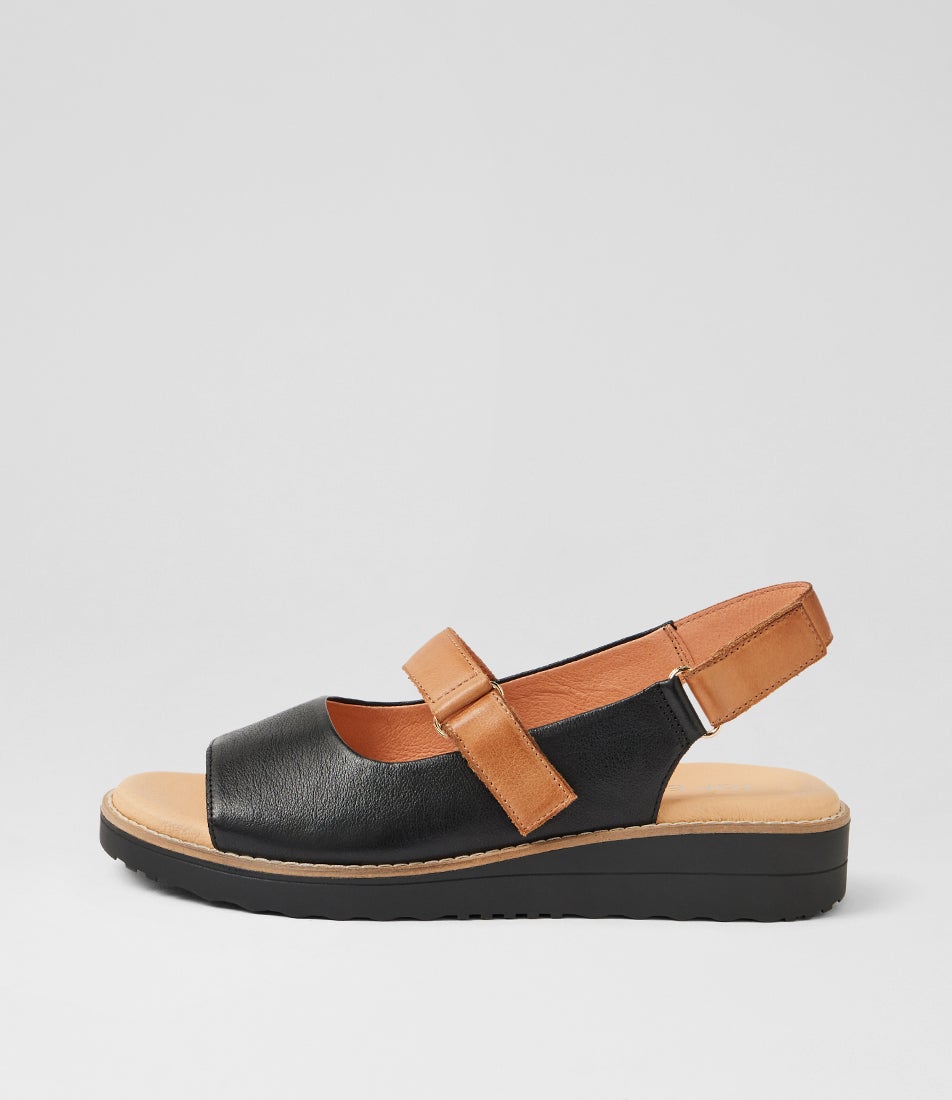 Heeka Black Dark Tan Leather Sandals Heeka Black Dark Tan Leather Sandals