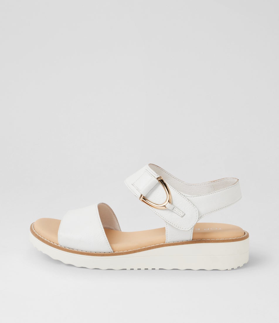 Heelia White Leather Sandals