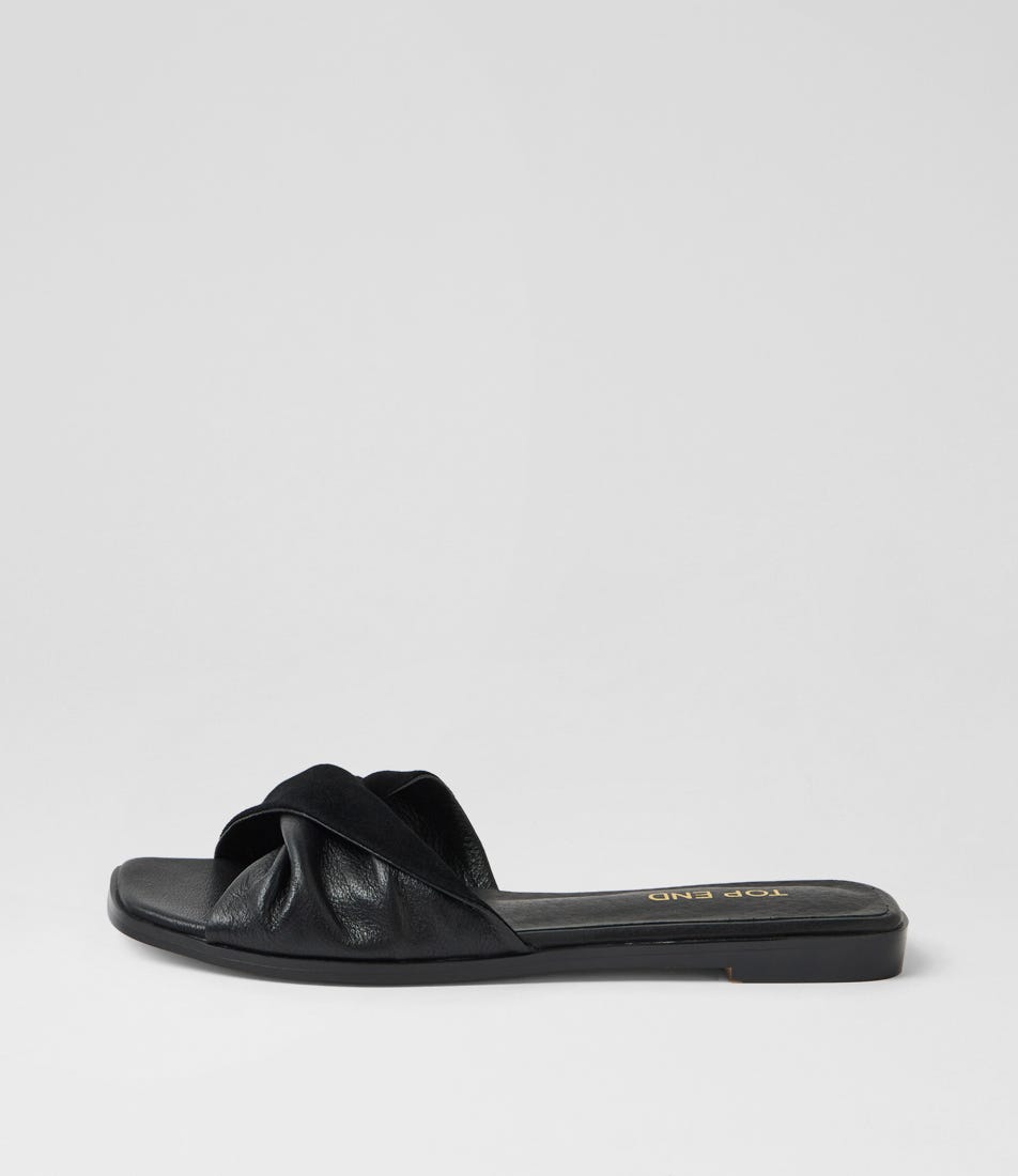 Lockets Black Leather Suede Sandals